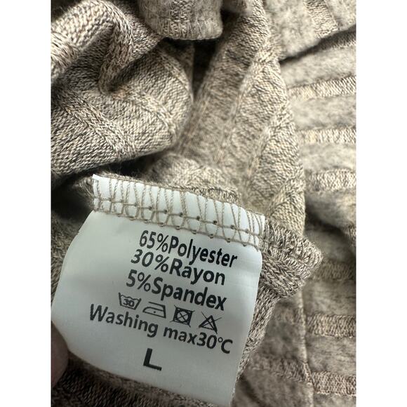 CiCi Bird Tan Brown Neutral Crew Neck Ribbed Sweater Top Women's Size Large NWT - Picture 7 of 8